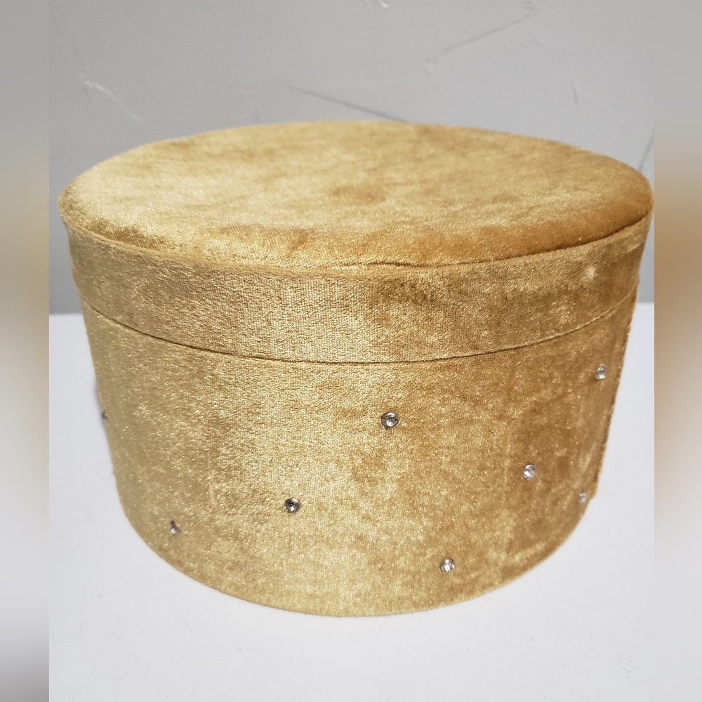 Vintage Gold Velvet Jewelry Storage Box